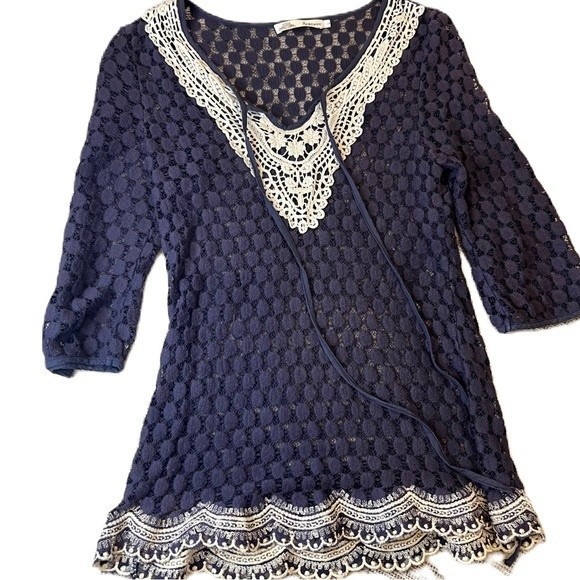 Solitaire Swim Cover Up Sz S Purple and cream tag shows large but it’s a small - Picture 1 of 7